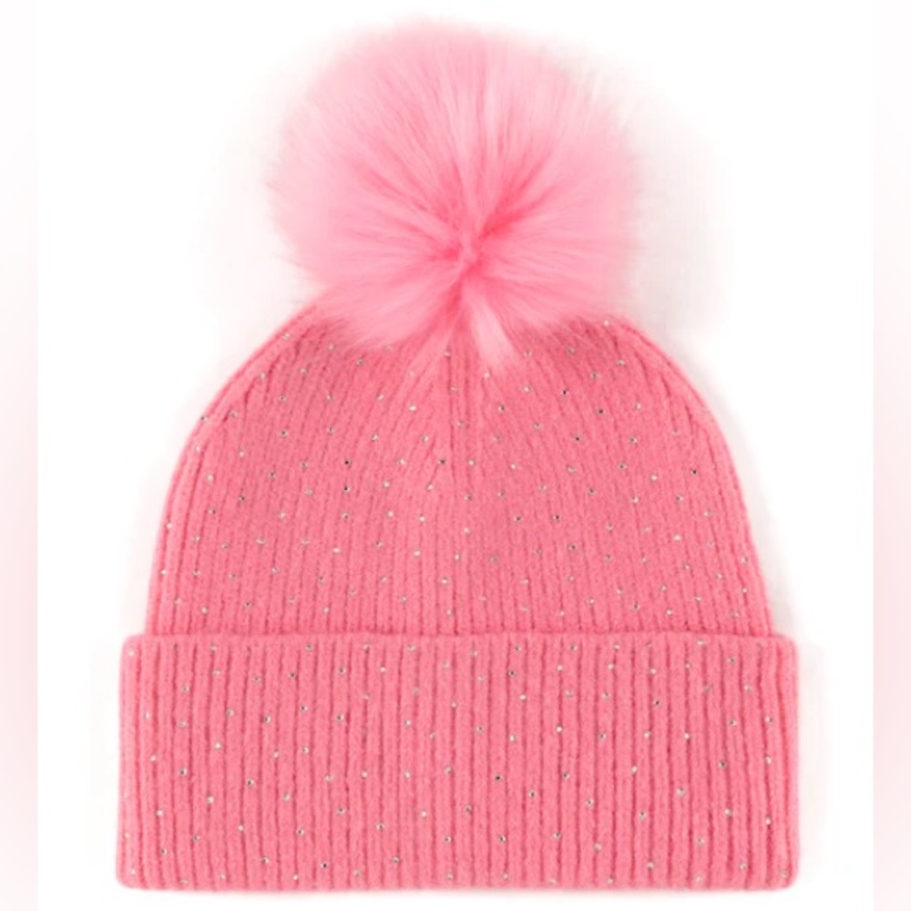 BNWT! Shiraleah, Sparkly, Rhinestone 💎 Natalia Hat w
Faux Fur, Pink 💖 Large, Pom